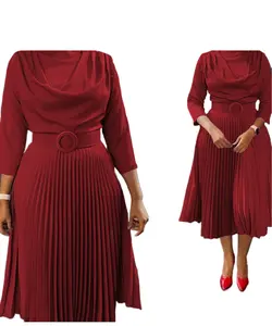 K0141 yeni tasarım afrika ofis OL elbiseler için bahar moda afrika elbise mütevazı giyim şifon Robe Femme