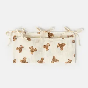 100% coton sac <span class=keywords><strong>de</strong></span> rangement pour couches bébé chevet sac <span class=keywords><strong>de</strong></span> rangement suspendu 2 poches <span class=keywords><strong>organisateur</strong></span> pour bébé berceaux et jouets - Product Image 1