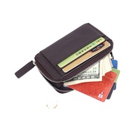 Dompet Mini PU Bertekstur Hitam dengan Ritsleting, Slot Kartu Depan, Kantong Penyimpanan Uang dan Koin, Tempat Kartu Harian Portabel, Logo Dapat Disesuaikan