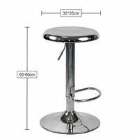Tabouret de bar pivotant réglable en hauteur en métal chromé moderne avec design minimaliste pour bar à domicile, salle à manger, usage commercial, finition argentée