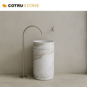 Lavabo da Appoggio in Marmo Bianco Naturale per Bagno, <span class=keywords><strong>Top</strong></span> Lucidato per Mobile Bagno - Product Image 4