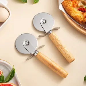 Hochwertiges Pizza Cutter Edelstahl rad mit Holzgriff Pizza Baguette Cheese Slicer Cutter Großhandel