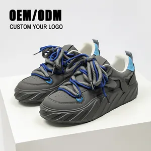 Sepatu kets untuk pria, sepatu Sneakers gaya basket kasual desainer Logo kustom