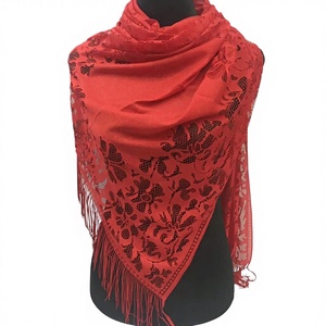 Écharpe triangulaire en dentelle de polyester pour femmes, brodée, avec glands, châle d'église, 170*65cm, respirante, pendentif, <span class=keywords><strong>mantille</strong></span> en dentelle espagnole, voile pour la tête - Product Image 1
