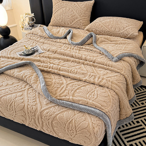 Sábana Bajera <span class=keywords><strong>de</strong></span> Invierno, Gruesa y Cálida, <span class=keywords><strong>de</strong></span> Jacquard, con Terciopelo, Ajustable, con Estampado Floral y Rayas, <span class=keywords><strong>para</strong></span> Colchón - Product Image 5