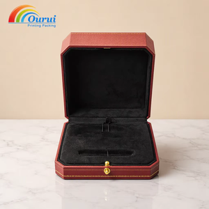 Estuche Rectangular Rojo para Reloj, Caja de Cuero Sintético con Interior de Gamuza Sintética, Cierre a Presión, Almacenamiento Protector para Relojes de Lujo - Product Image 2