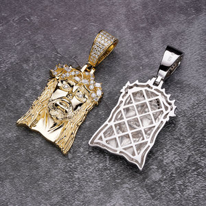 Hip Hop ince beyaz altın kaplama 925 ayar gümüş zümrüt 5A CZ taş Bling buzlu Out İsa parça kolye - Product Image 5