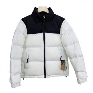 Blouson matelassé à capuche et col montant personnalisé avec logo pour homme, hiver, épais, rembourré de duvet, respirant, streetwear, surdimensionné, fermeture éclair, 300g - Product Image 1