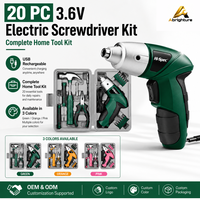 Juego de Destornilladores Eléctricos Inalámbricos de 20 Piezas y 3.6V con Herramientas Manuales, Recargables por USB, Estuche Compacto, 3 Colores, OEM ODM