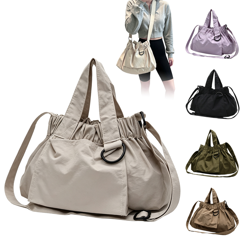 Large Capacity Foldable Nylon Bucket Crossbody Bag