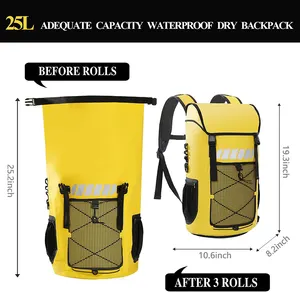 Roll Top Waterproof Backpack Floating Dry Backpack 25L 45L Dry Bag Backpack For Outdoor Activities Kayaking Canoeing