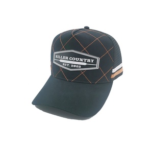 Gorro de camionero bordado personalizado parche de cuero de registro 100% algodón acrílico 5 paneles de alto perfil lado del campo gorras de camionero sombreros - Product Image 3