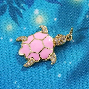 Bijoux Personnalisés en Promotion : Charmes Tortue en Acier Inoxydable Plaqué Or, Émail Coloré, Breloques DIY, Vente en Gros - Product Image 6
