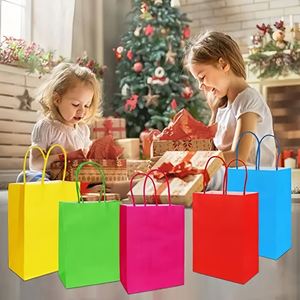 Fashion Colored <b>Paper</b> <b>Bag</b> DIY Drawing Party <b>Gift</b> <b>Bags</b> With Handle for Kids Party Accept Custom Logo - Product Image 5