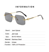 Lunettes de soleil carrées papillon tendance en métal, protection UV400, verres PC sans monture anti-reflet pour hommes