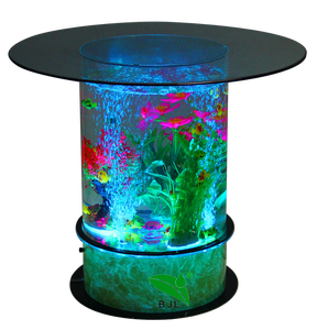 Table de table en verre trempé led lumière changeante led table d'aquarium ronde - Product Image 1