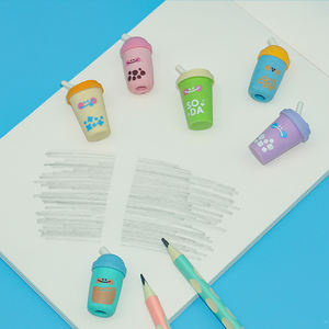Ensemble de gommes 3D à la mode, fabrication personnalisée, vente chaude, gommes à crayon créatives en forme de tasse à bulles, 6 pièces/paquet, gommes colorées pour enfants - Product Image 4