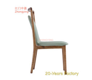 Chaise de salle à manger en bois moderne nordique de haute qualité en cuir PU contemporain rembourré empilable pour la salle à manger - Product Image 3