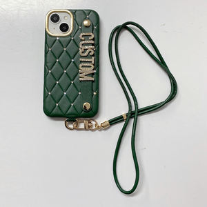 <span class=keywords><strong>Funda</strong></span> de teléfono de cuero con inicial de diamante personalizada para <span class=keywords><strong>iPhone</strong></span> 16 Pro Max nueva llegada <span class=keywords><strong>funda</strong></span> de teléfono móvil con inicial personalizada - Product Image 1