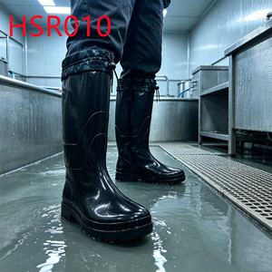 รองเท้าบูทยางกันฝน HY, แบบขึ้นรูปชิ้นเดียว PVC เงา/ด้าน รุ่น Hua Singh ในจอร์เจีย ราคาถูกสุดๆ พร้อมสายรัดนิรภัย HSR010 - Product Image 1