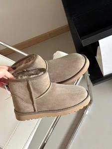 <span class=keywords><strong>Bottes</strong></span> Courtes d'Hiver en Cuir Suède Marron pour <span class=keywords><strong>Femme</strong></span>, avec Fourrure Chaude, Talon Carré Épais, Style Classique à Enfiler, Confortables pour la Neige - Product Image 6