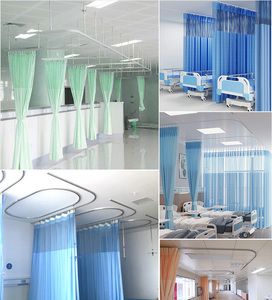 Rideau d'<span class=keywords><strong>isolation</strong></span> médicale mobile avec roues Tissu antibactérien 100% polyester et <span class=keywords><strong>rail</strong></span> monté au <span class=keywords><strong>plafond</strong></span> - Product Image 2