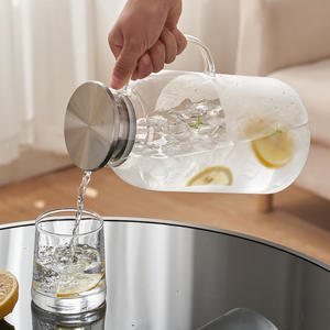 เหยือกน้ำแก้วใสขนาดใหญ่พร้อมฝาปิด สำหรับงานปาร์ตี้และใช้ในชีวิตประจำวัน - Product Image 1