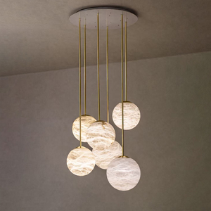 ModernLuxury Alabaster MarbleGlobe Pendant Light Chandelier forDining RoomLiving Room Villa Hotel custom alabaster light fixture - Product Image 1