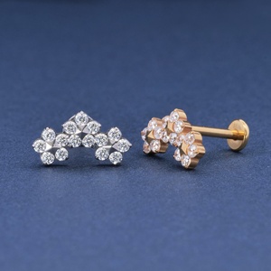 <span class=keywords><strong>CZ</strong></span> nội bộ ren labret bài G23 Titan cơ thể đồ trang sức Titan piercing ASTM F 136 ba hoa cong hoa hình dạng - Product Image 5