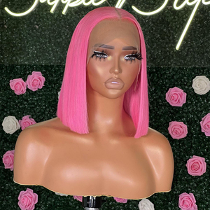 Màu hồng 13x4 ren phía trước đóng cửa tóc giả cho phụ nữ trong suốt pre-ngắt ngắn Bob ren Tóc Giả Brazil Trinh Nữ tóc 10 "-16" - Product Image 4