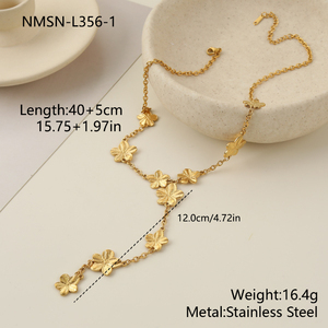 G4761 Wholesale Stainless Steel Flower Charm Long Y Shaped Necklace <b>Bracelet</b> Jewelry <b>Sets</b> 18k Gold Plated Jewelry <b>Sets</b> - Product Image 6