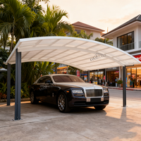 Abri de voiture moderne de luxe en alliage d'aluminium, arqué, imperméable, avec revêtement en poudre, garantie 10 ans, pour allée de villa, abri de stationnement pour 2 voitures