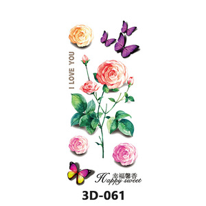 Nouveauté 2026 – Autocollants de <span class=keywords><strong>tatouage</strong></span> temporaires <span class=keywords><strong>3D</strong></span> imperméables multicolores, motif papillon et fleur semi-artisanaux, vente en gros - Product Image 5