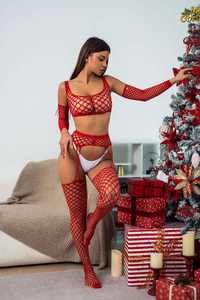 Schwarze Erotik-Dessous für Erwachsene, erotische Damen-Bauchtanz-Dessous, sexy Dessous mit offenem Schritt, Netz-Bodystockings für Frauen - Product Image 6