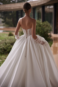 Mily da sposa ML571 senza spalline abiti da sposa senza maniche da sposa a trapezio con perline e lische di pesce stringate dietro dietro abiti da sposa Sexy - Product Image 5
