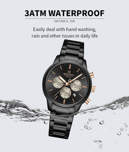 นาฬิกาข้อมือผู้ชาย <span class=keywords><strong>NAVIFORCE</strong></span> 8076 ของแท้ นาฬิกาควอตซ์ กันน้ำ โครโนกราฟ สายสแตนเลส <span class=keywords><strong>สี</strong></span>ดำ เรียบง่าย - Product Image 3