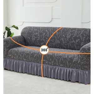 Housse de canapé extensible et douce avec jupe en feuille de lotus, protège-meubles antidérapant et lavable pour salon et décoration intérieure - Product Image 3
