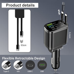 Adaptador Cargador Rápido 5 en 1 para Coche con Cables Retráctiles - Product Image 6