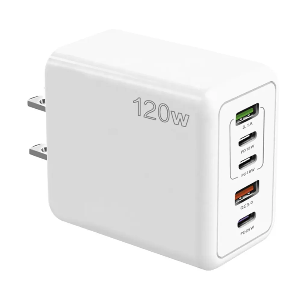 Carregador de parede USB tipo C Gan 120W, adaptador de energia para viagem, adaptadores portáteis rápidos para carregadores de celular