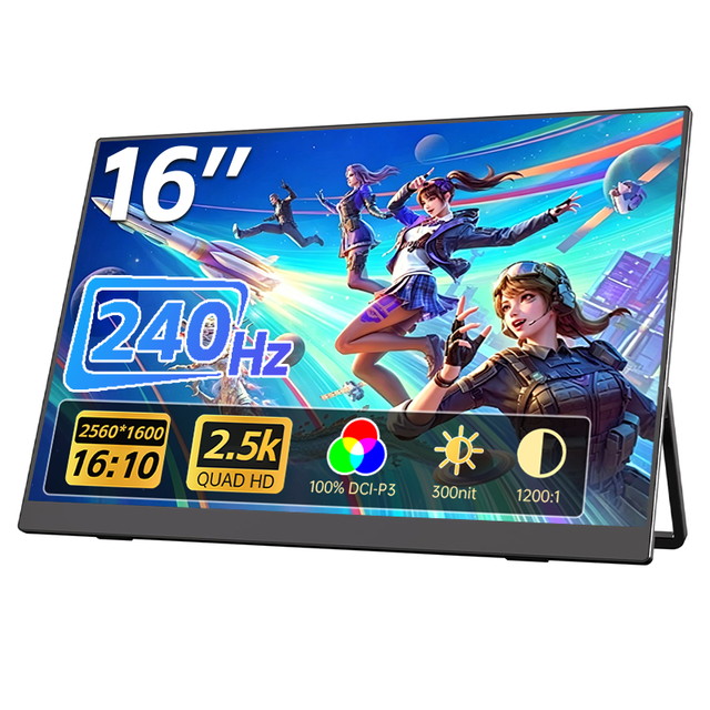 Eimio 240Hz IPS 2.5K 9ms Response Portable Gaming Secondary Monitor 16 Inch Type-C Dual-Screen Setup Laptop Screen Extender