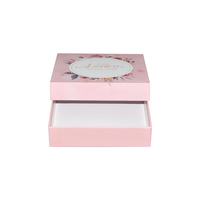 Caixas de Presente em Papelão Reciclado com Impressão Offset Rosa, Tampa e Base, Acabamento Fosco, para Creme Facial e Creme para Olhos