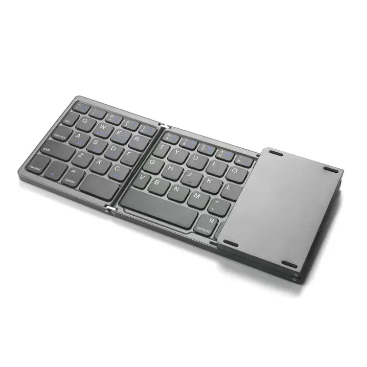 لوحة مفاتيح لاسلكية صغيرة محمولة بلوتوث قابلة للطي مع لوحة لمس للدفع