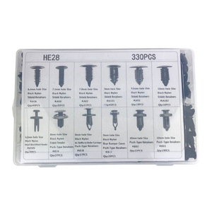 HE28 330 Piezas de Clips de Expansión de Plástico para Automóviles, Retenedores de Nylon Negros para Reparación de Carrocería, Guardabarros y Maletero - Product Image 1