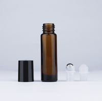 Cosmétiques 5ml 10 ml 15ml ambre rouleau sur bouteilles pour huiles essentielles avec rouleau en acier inoxydable