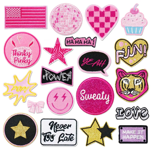 Girls DIY Sew-On Fabric Woven Patches with Custom 3D/2D Logo Embroidery Heart & Flower Shapes for Hats PVC