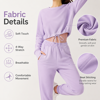 Ensemble de vêtements de travail personnalisés pour femmes, sweat-shirt à manches raglan avec cordon de serrage, pantalon de jogging, uniforme de travail en coton antibactérien