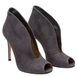 Sandales d'été en daim à bout ouvert pour femmes, bottines à talons compensés hauts, <span class=keywords><strong>bottes</strong></span> courtes sexy à découpe en V à enfiler pour femmes - Product Image 6