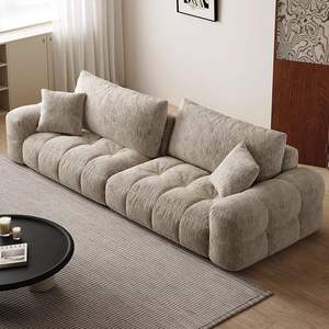 زهرة قطنية بسيطة عصرية مقطعية من نسيج الشنيل المنفوخ كريم مستقيم سحب حلوى للشقق الصغيرة - Product Image 1