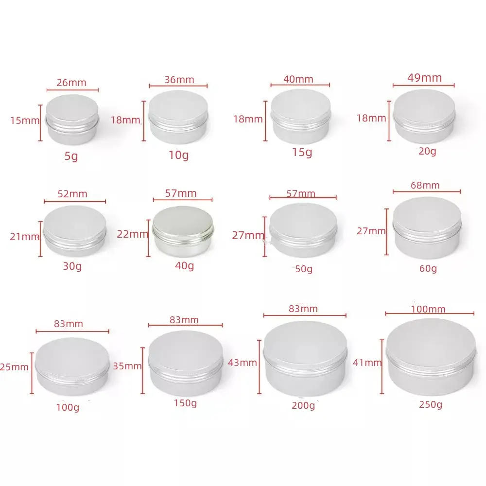 空のシルバーラウンドスモールメタルティンボックススクリューキャップコスメティッククリームキャンディーアルミニウムティン缶コンテナ