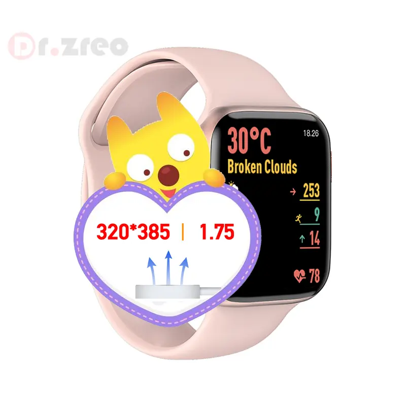 DW35 Pro Vrouwen Slimme Horloge 1.75 Inch 320*385 Pixel Waterdichte Draadloze Opladen Volledige Scherm 44Mm Bt oproep Smart Horloge